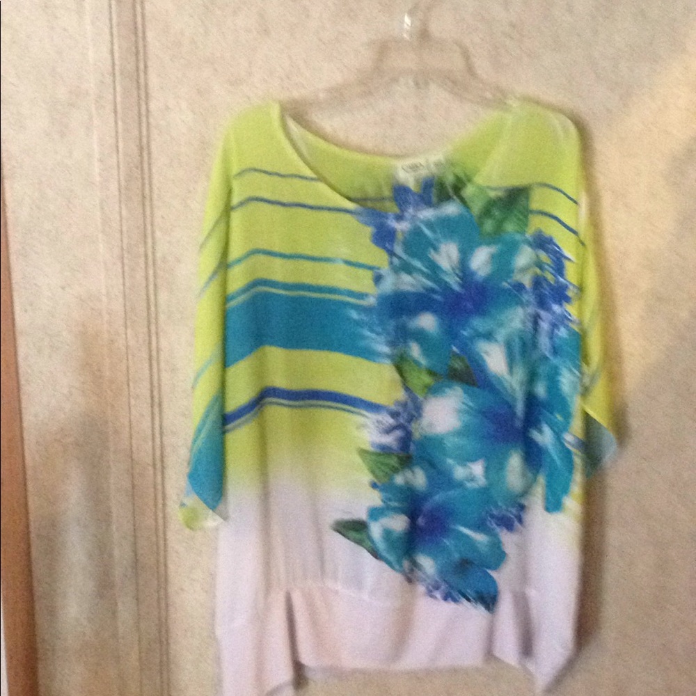 Green and white flower shirt